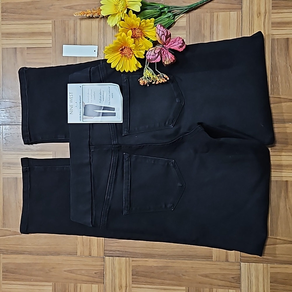 NINE WEST heidi pull-on straight jeans